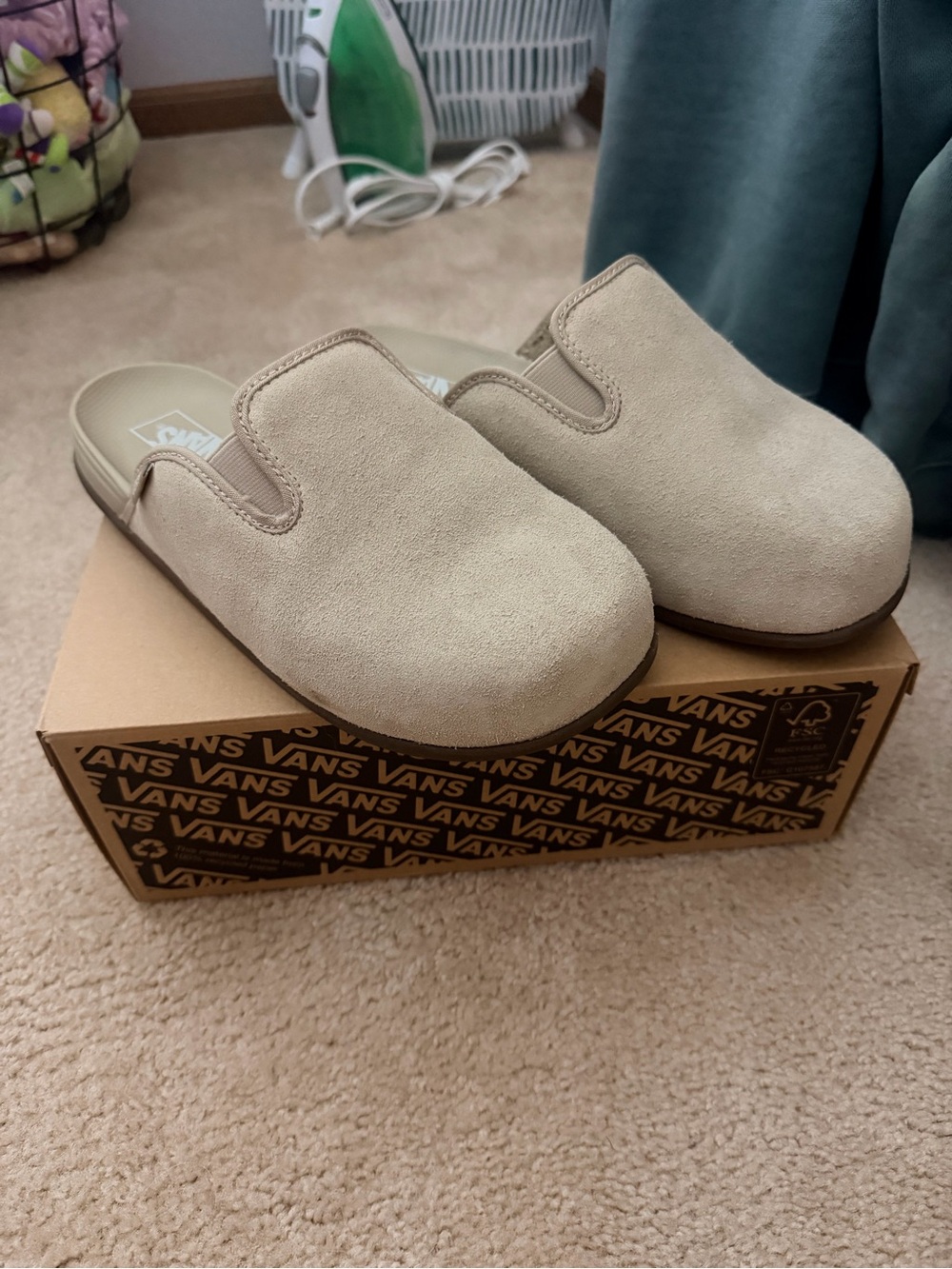 Vans  Beige Slip-On Suede Clogs